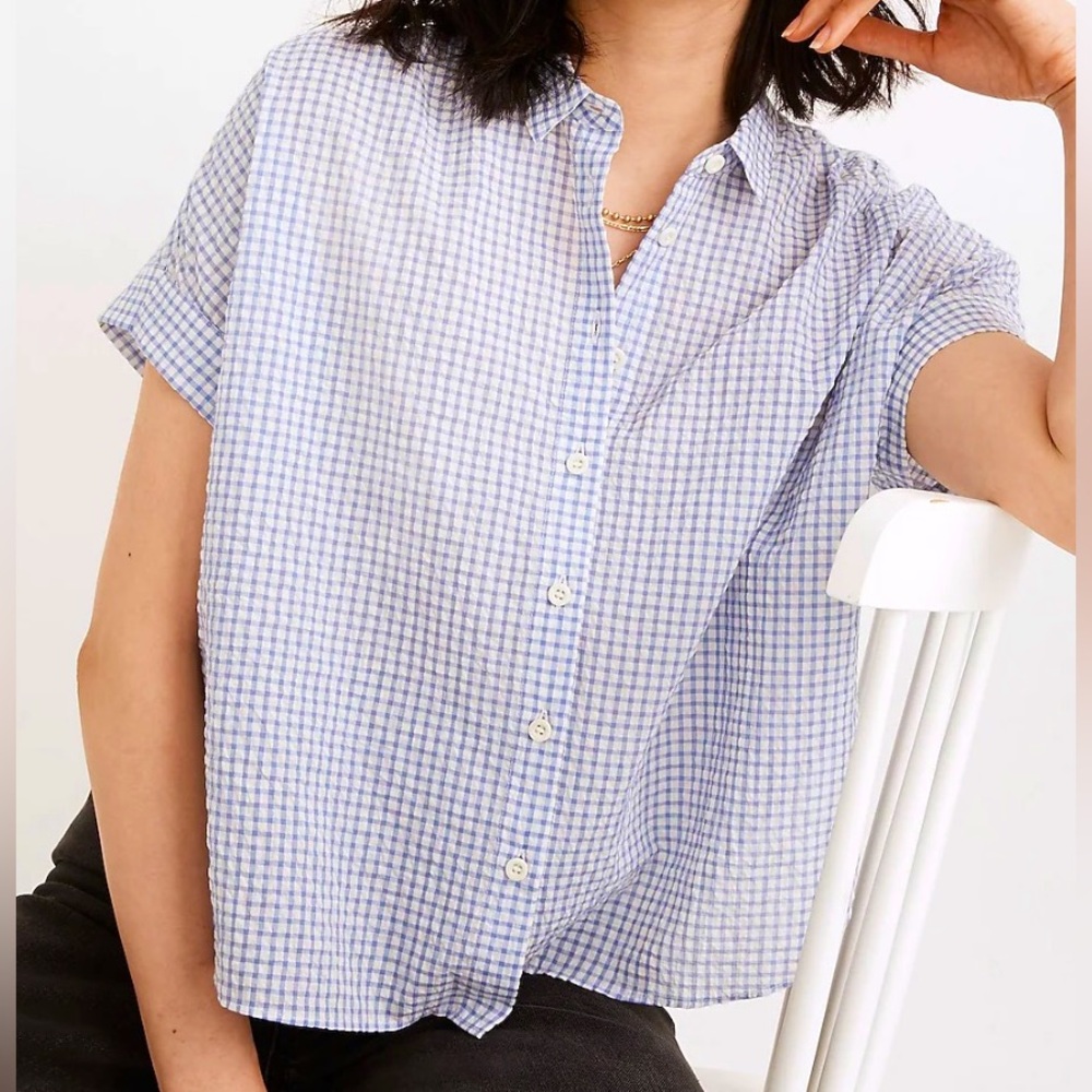 MADEWELL  HILLTOP SHIRT IN SEERSUCKER GINGHAM CHECK - S